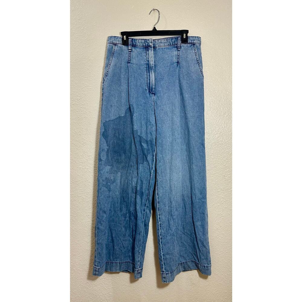 rag & bone Aurora Pleated Trouser Denim Winwood Size 29 Wide Leg Light Wash - Picture 6 of 10